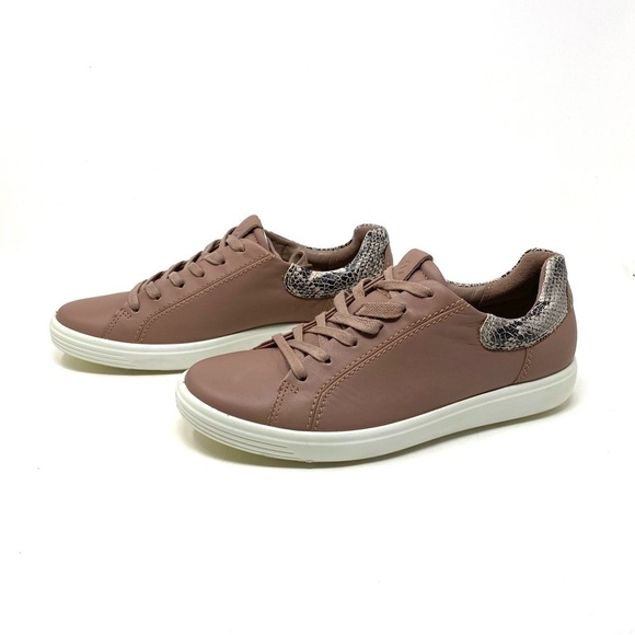 ECCO SOFT 7 LADIES 470343 Leather Sneakers Morel Limestone Black - Picture 3 of 9